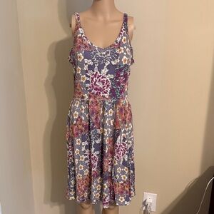 Relativity Purple Floral Scoop-Neck Mini Dress